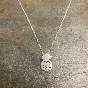 White Leaf Pineapple Necklace - Silver
