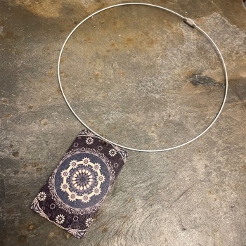 Boho Wooden Necklace - Black/Blue/Grey (White wire)