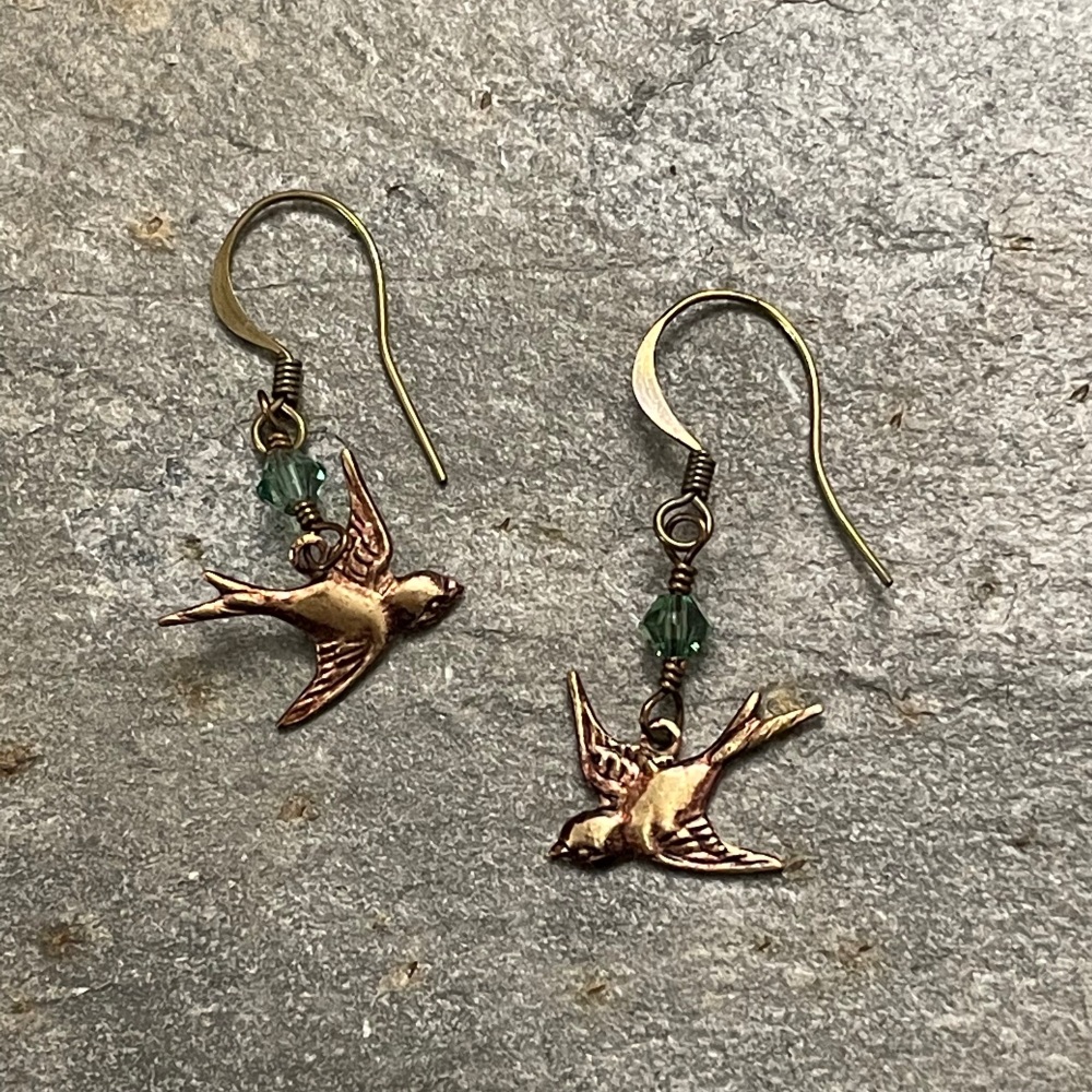 Birdie and Beau Earrings - Sunflowers (silver/irridescent crystal)