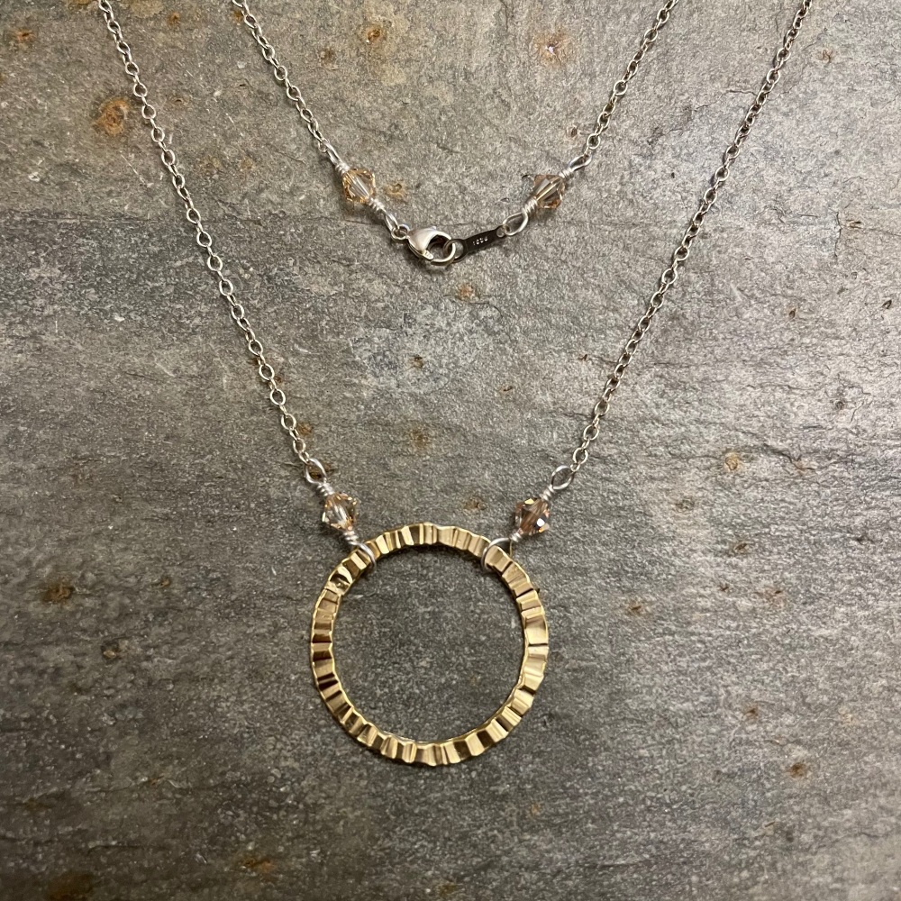 Birdie and Beau Necklace - Crystal heart with silver heart charm