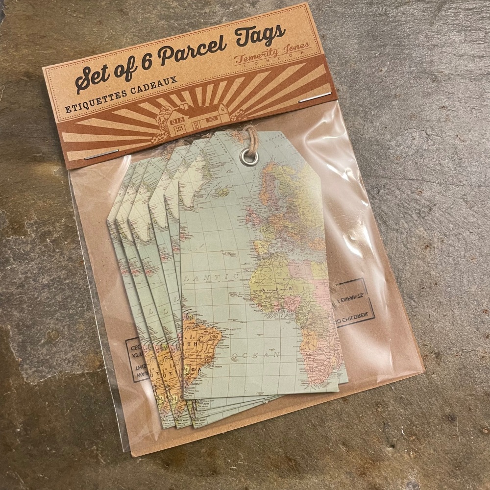 Temerity Jones - Set of 6 Parcel Tags (World Map))