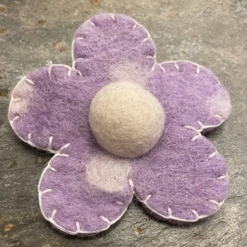 Amica Felt Brooch - Purple/white flower