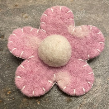 Amica Felt Brooch -Pink Flower with white spots
