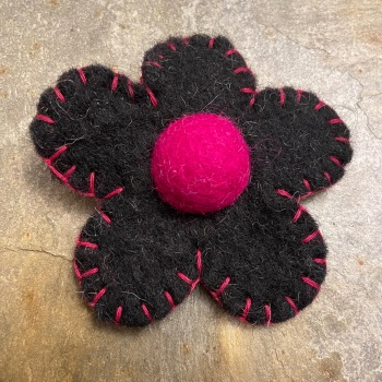 Amica Felt Brooch - Black Flower