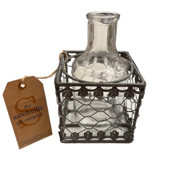 The Satchville Gift Company - Glass Vase in Metal Holder