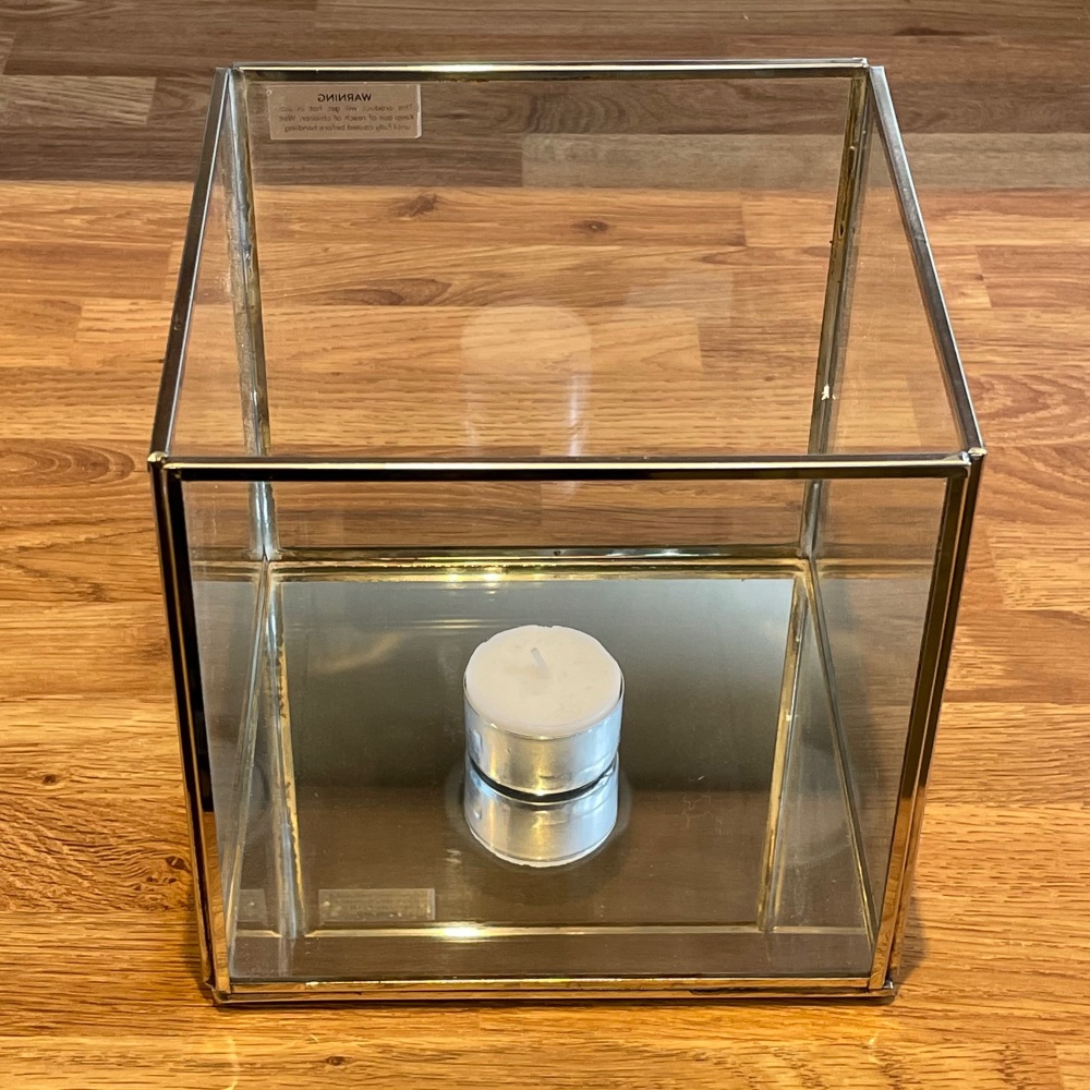 Nkuku Bimala Silver and Glass Hurricane Candle Holder - Large