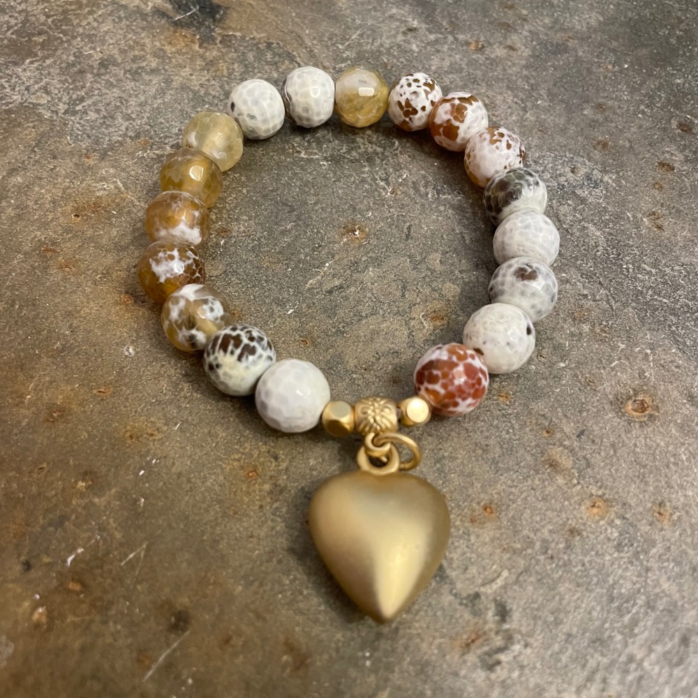 Pranella Pearl Bracelet with Gold Heart Charm