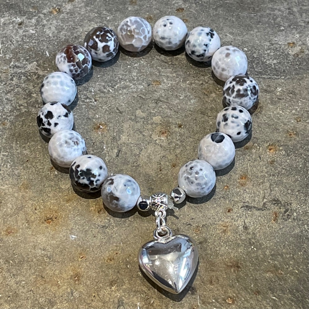 Pranella Faceted Bead Bracelet with Silver Heart Charm