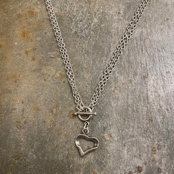 SALE!  WAS £25, NOW £15!  Treaty Necklace - Outline Heart (adjustable length)
