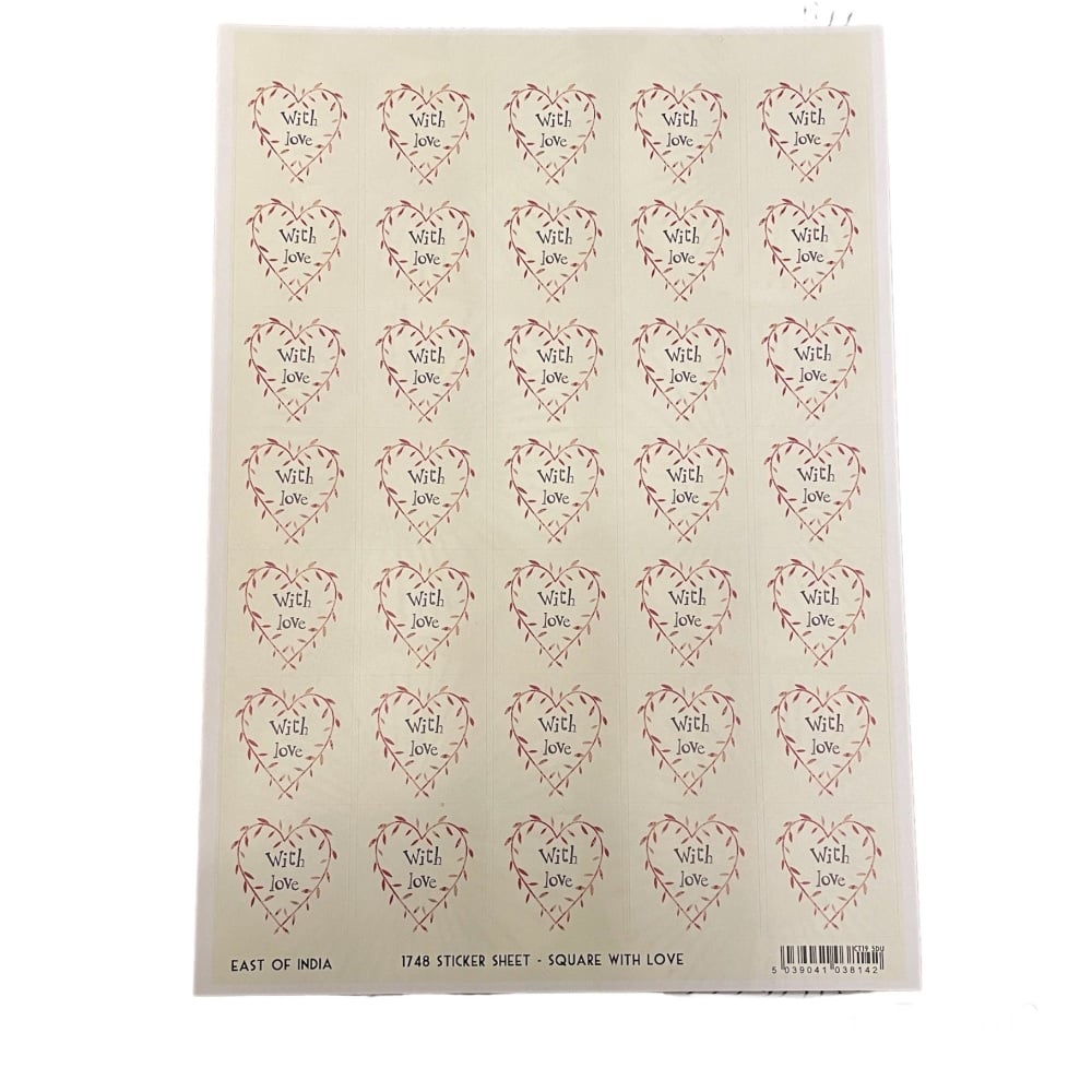 East of India Stickers - With Love Heart wreath