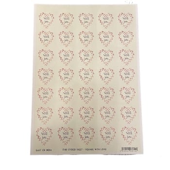 SALE! WAS £2.50, NOW HALF PRICE £1.25 East of India Stickers - With Love Heart wreath