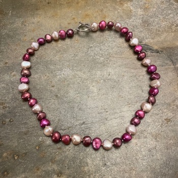 Pearl Choker-style Necklace - Pink Mix
