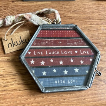 Nkuku Small Hexagon  Frame - Zinc Customised - Live Laugh Love (Dark)