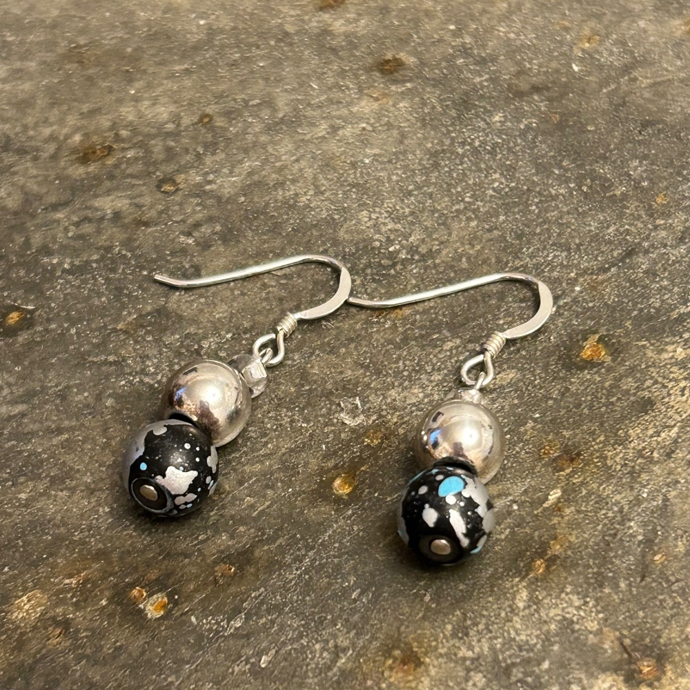 Carrie Elspeth - Blue/Black Marble Shimmer Earrings
