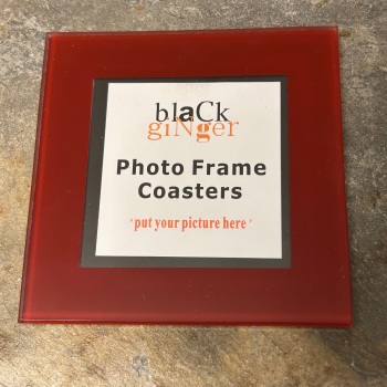 Black Ginger Glass Photo Coaster - Red
