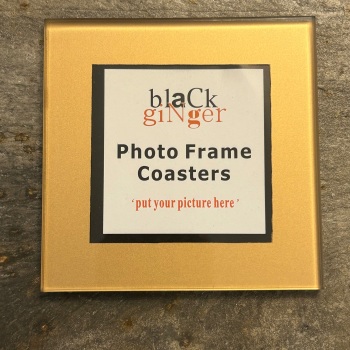 Black Ginger Glass Photo Coaster - Gold