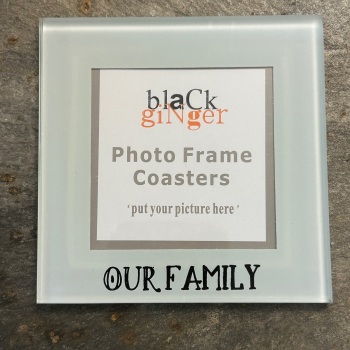 Black Ginger Glass Photo Coaster - Our Family