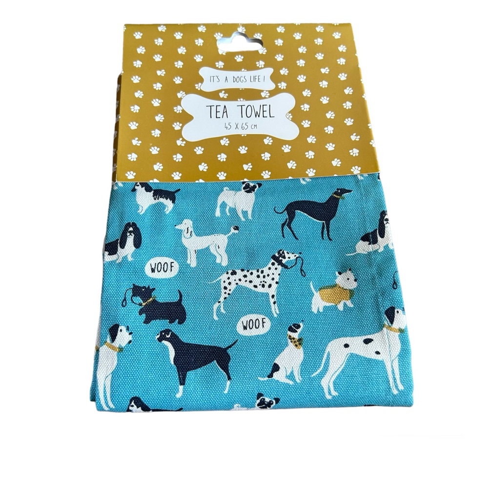 Shruti Lisa Buckridge Tea Towel - It's a Dog's Life (Blue