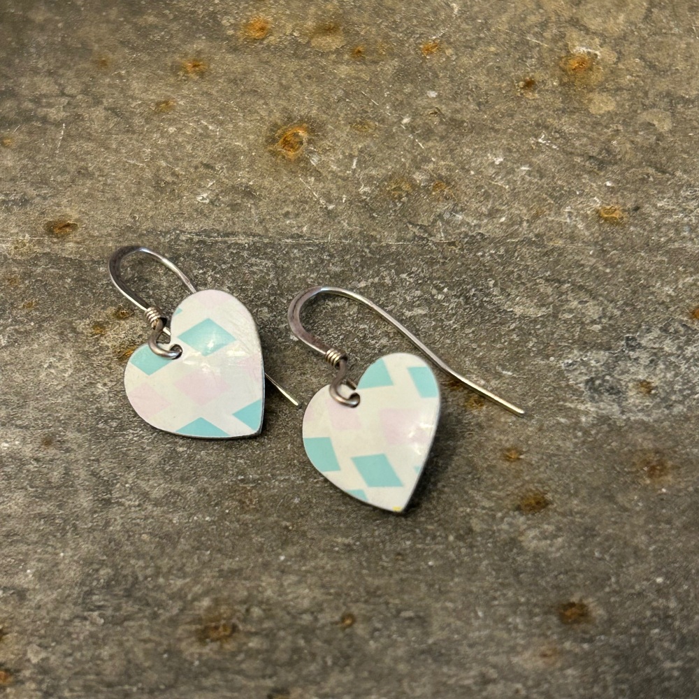 KHH/The Tinsmiths Recycled Tin earrings - Small hearts (geometric)