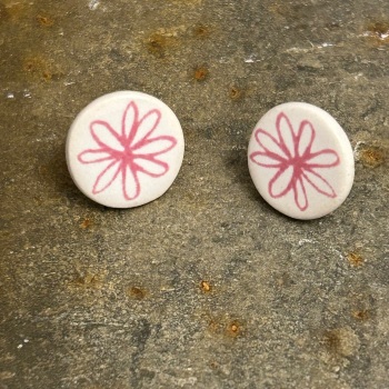Stockwell Ceramics Earrings - Pink flowers