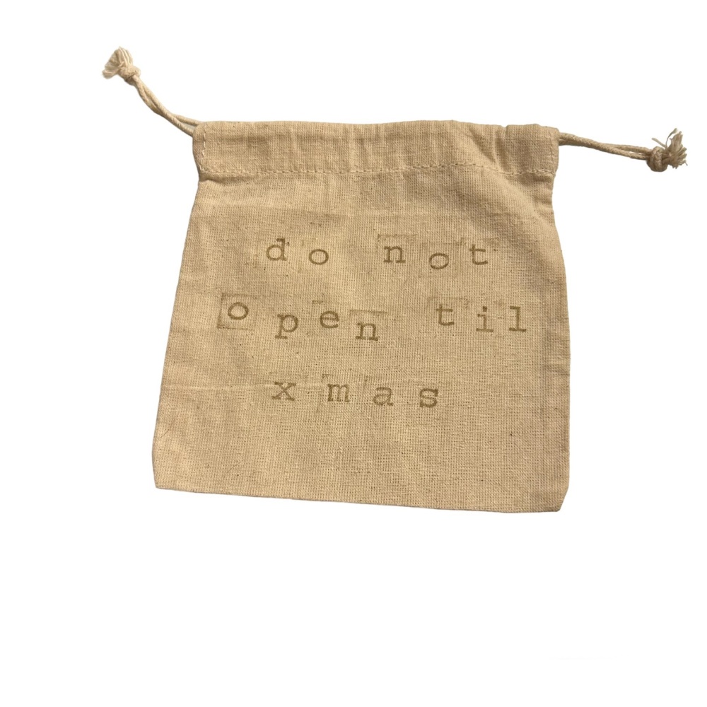 Calico Bag from East of India, Hand Stamped for Christmas!