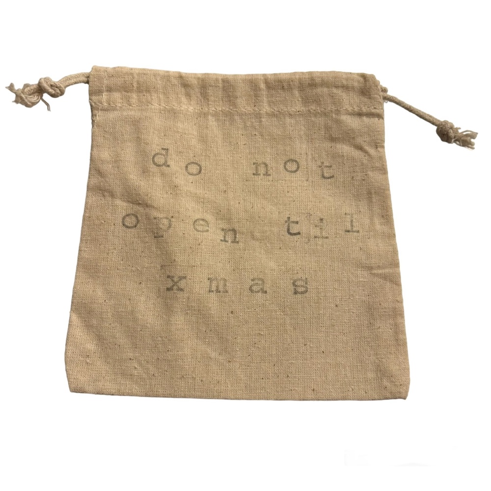 Calico Bag from East of India, Hand Stamped for Christmas!