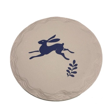 Shruti Ceramic Coaster - Leaping Hare (white)
