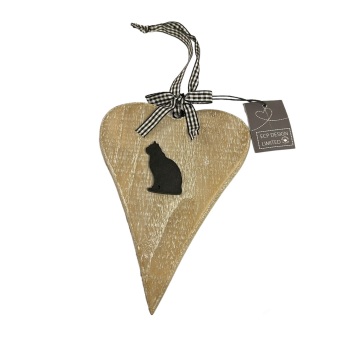 ECP - Wooden Heart with Black Cat