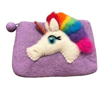 SALE!  Was £9.99 now £5.00 Funky Yak - Felt Purse with Unicorn (Purple)