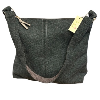 Lua Tweed Shoulder Bag - Blue "Herringbone" Tweed