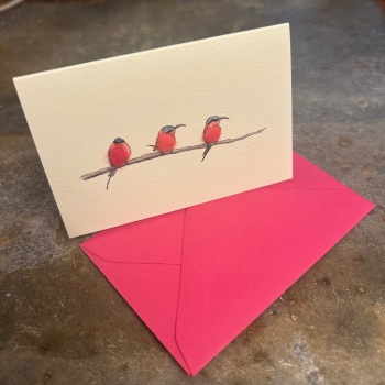 Penny Lindop Mini Card - Three pink birds