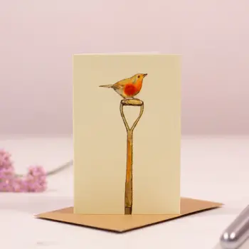 Penny Lindop Mini Card - Robin on a Spade