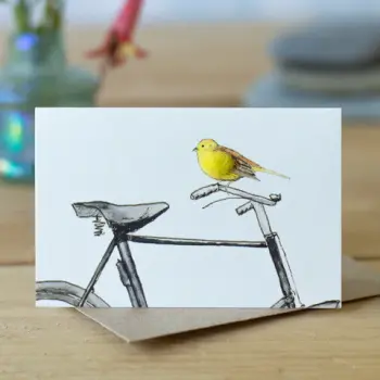 Penny Lindop Mini Card - Yellowhammer on a Bike