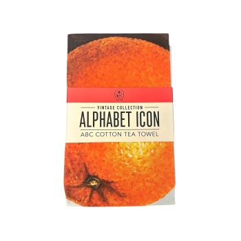 Designed in Colour Alphabet Tea Towel - O is for Orange