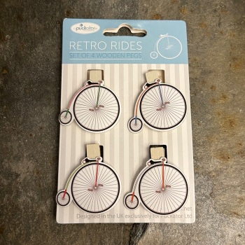 Retro Rides - Set of 4 Wooden Pegs (Penny Farthing)
