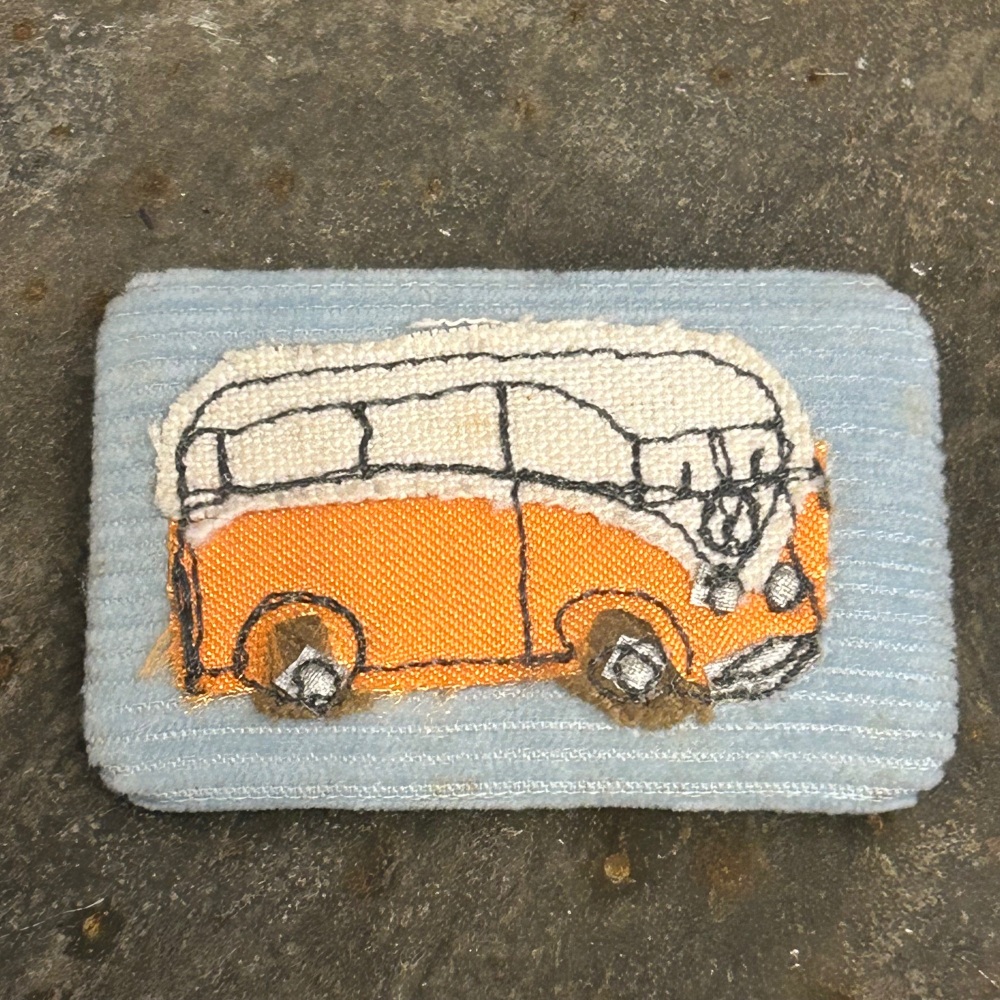 Caravan and Bunting Square Brooch - Taupe