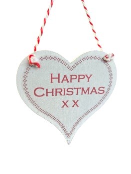 Wit With Wisdom Painted Wooden Heart - Happy Christmas