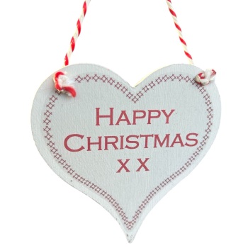 Wit With Wisdom Painted Wooden Heart - Happy Christmas