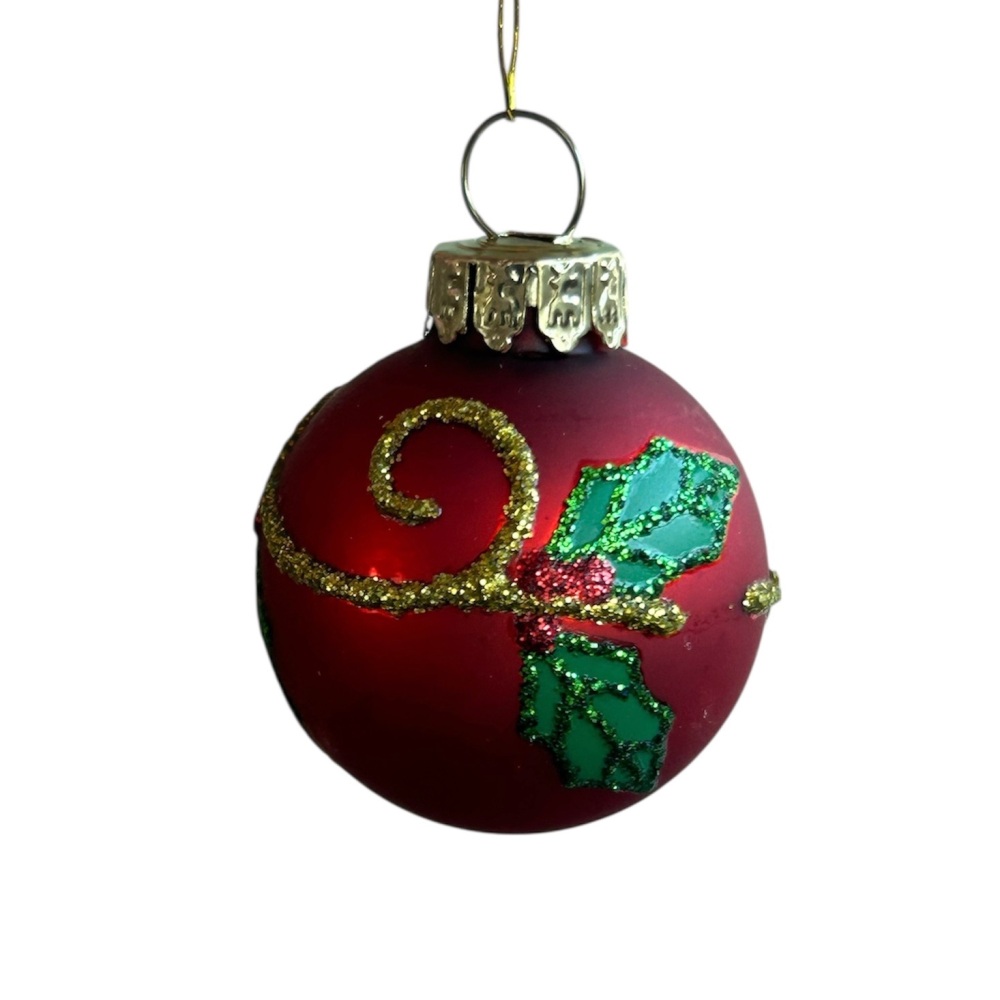 Heaven Sends - Red Bauble with Holly decoration