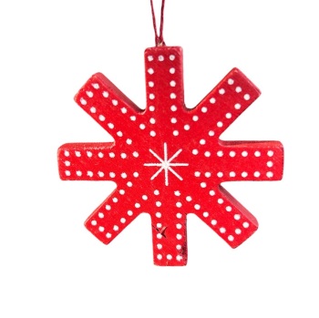 Heaven Sends - Red Wooden Snowflake