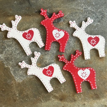 Heaven Sends - Set of 5 Tiny Wooden Reindeers
