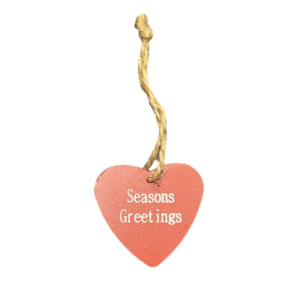 Tiny Red Metal Heart Decorations - Seasons Greetings