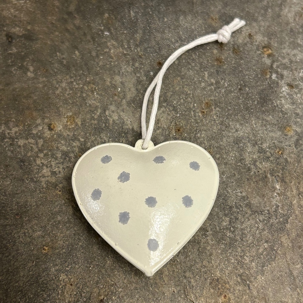 Heaven Sends - Cream/Grey Spotty Metal Heart