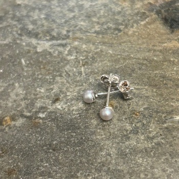 Lisa Angel Earrings - Tiny Pearl Studs (Silver)