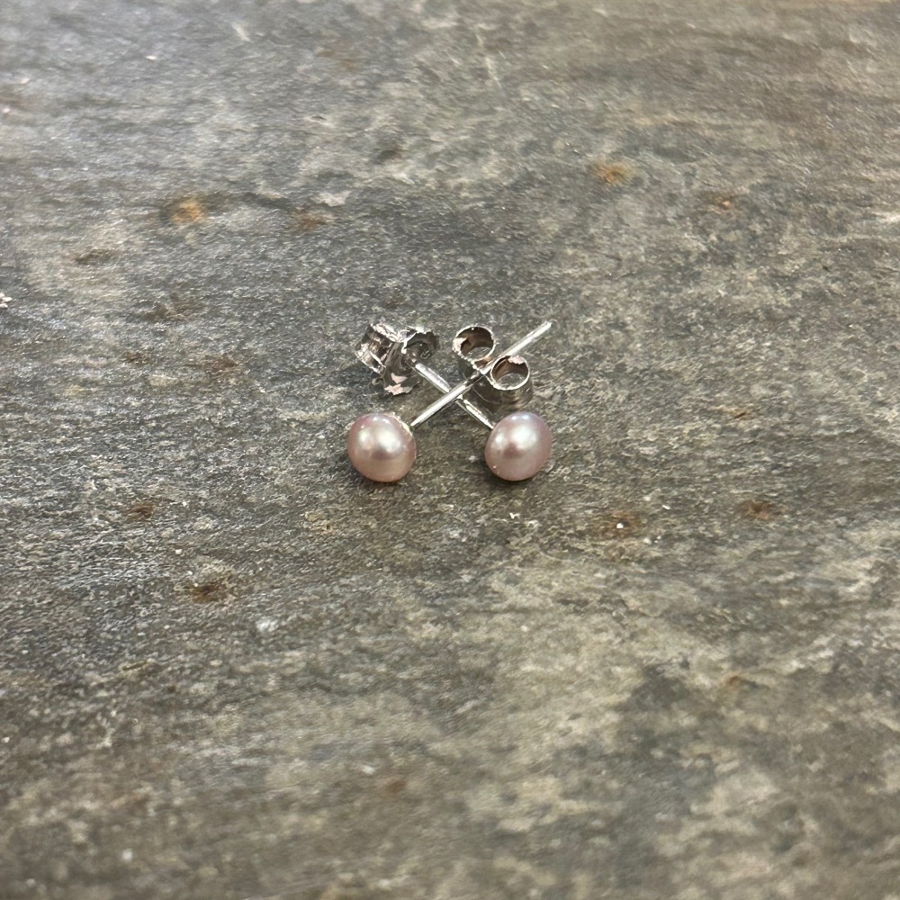 Lisa Angel Earrings - Tiny Pearl Studs (Silver)