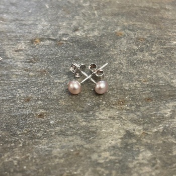 Lisa Angel Earrings - Tiny Pearl Studs (Palest Pink)