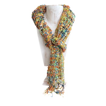 Cool Trade Winds - Open Weave Scarf (Green/Orange)