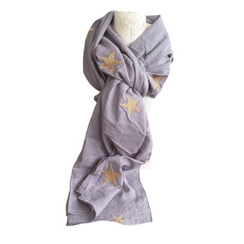 Shruti Scarf - Grey with Gold Stars