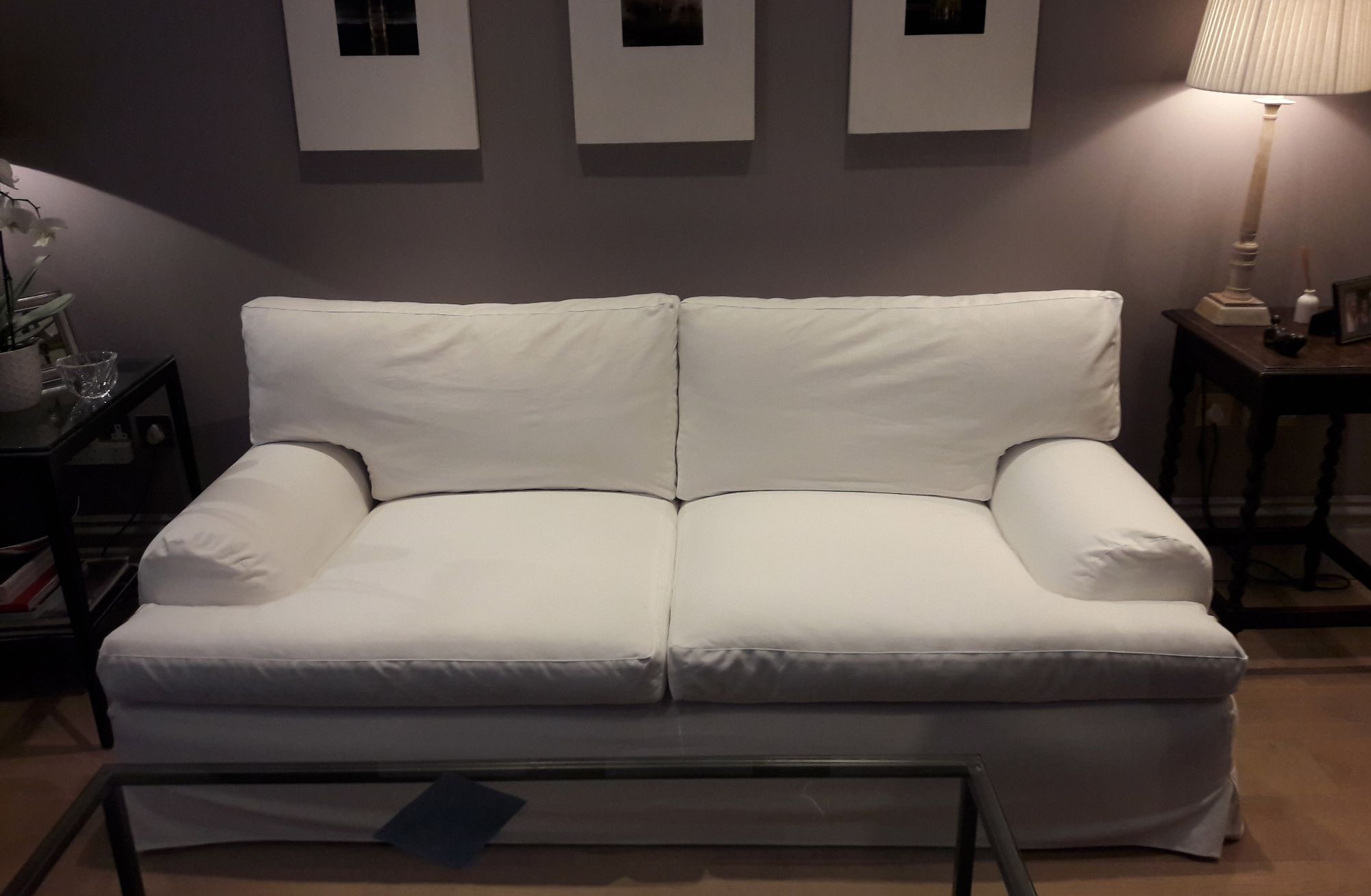 white loose sofa cover