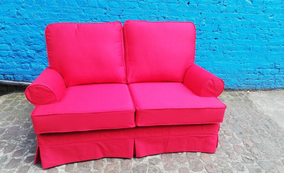 Red loose sofa cover